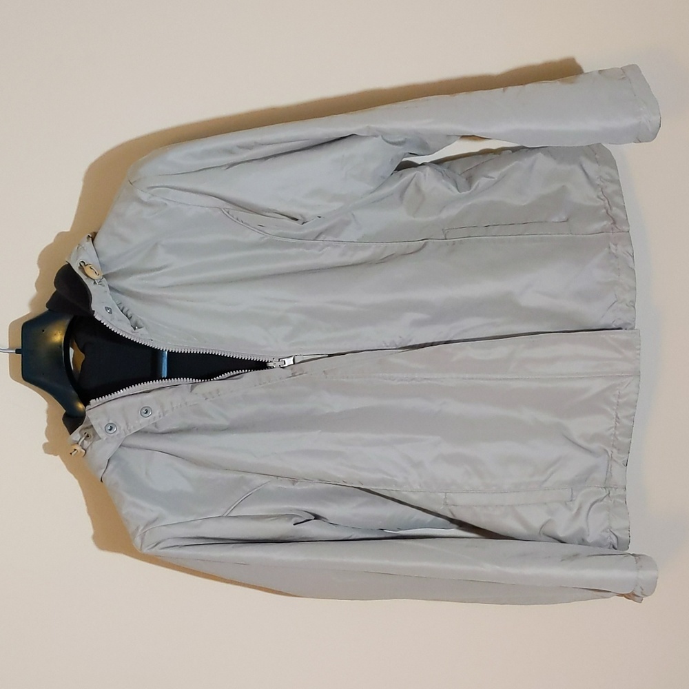 Vintage Cream Reversible Jacket/ Brown Jacket Zippered with Pockets and Hood
